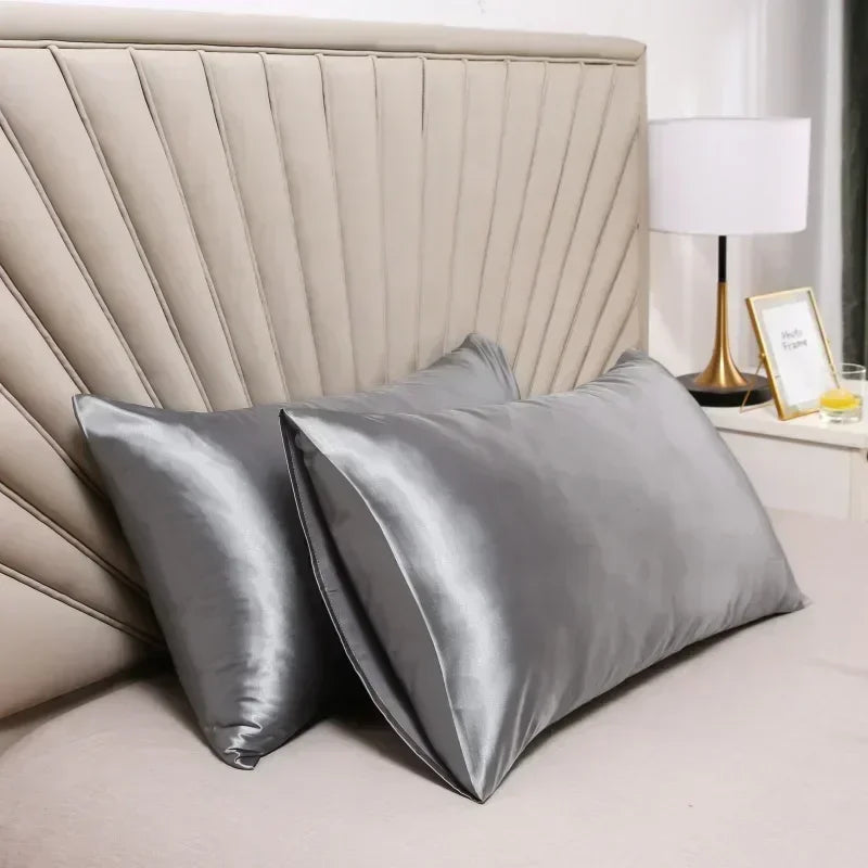 Gray mulberry silk pillowcase for hair and skin, soft and luxurious