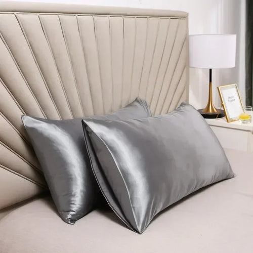 Gray mulberry silk pillowcase for hair and skin, soft and luxurious