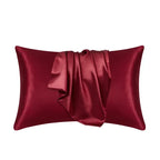 Red mulberry silk pillowcase for hair and skin, luxurious and smooth
