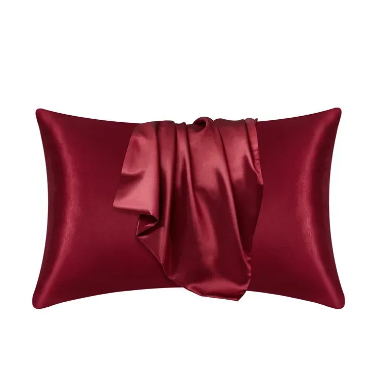 Red mulberry silk pillowcase for hair and skin, luxurious and smooth
