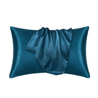 Teal mulberry silk pillowcase for hair and skin, luxurious softness
