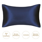 Navy mulberry silk pillowcase, soft and breathable for luxury sleep