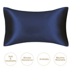 Navy mulberry silk pillowcase, soft and breathable for luxury sleep