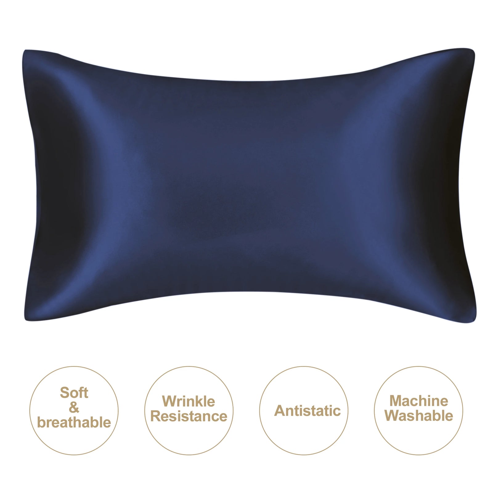 Navy mulberry silk pillowcase, soft and breathable for luxury sleep