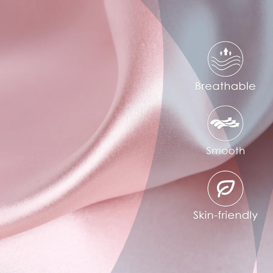 Pink mulberry silk pillowcase, breathable and smooth for skin care