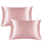 Set of two rose pink mulberry silk pillowcases for luxurious sleep