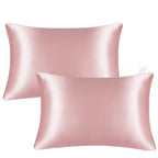 Set of two rose pink mulberry silk pillowcases for luxurious sleep