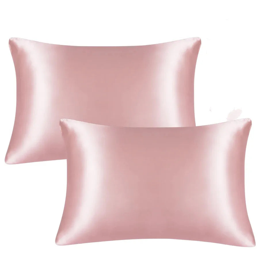 Set of two rose pink mulberry silk pillowcases for luxurious sleep