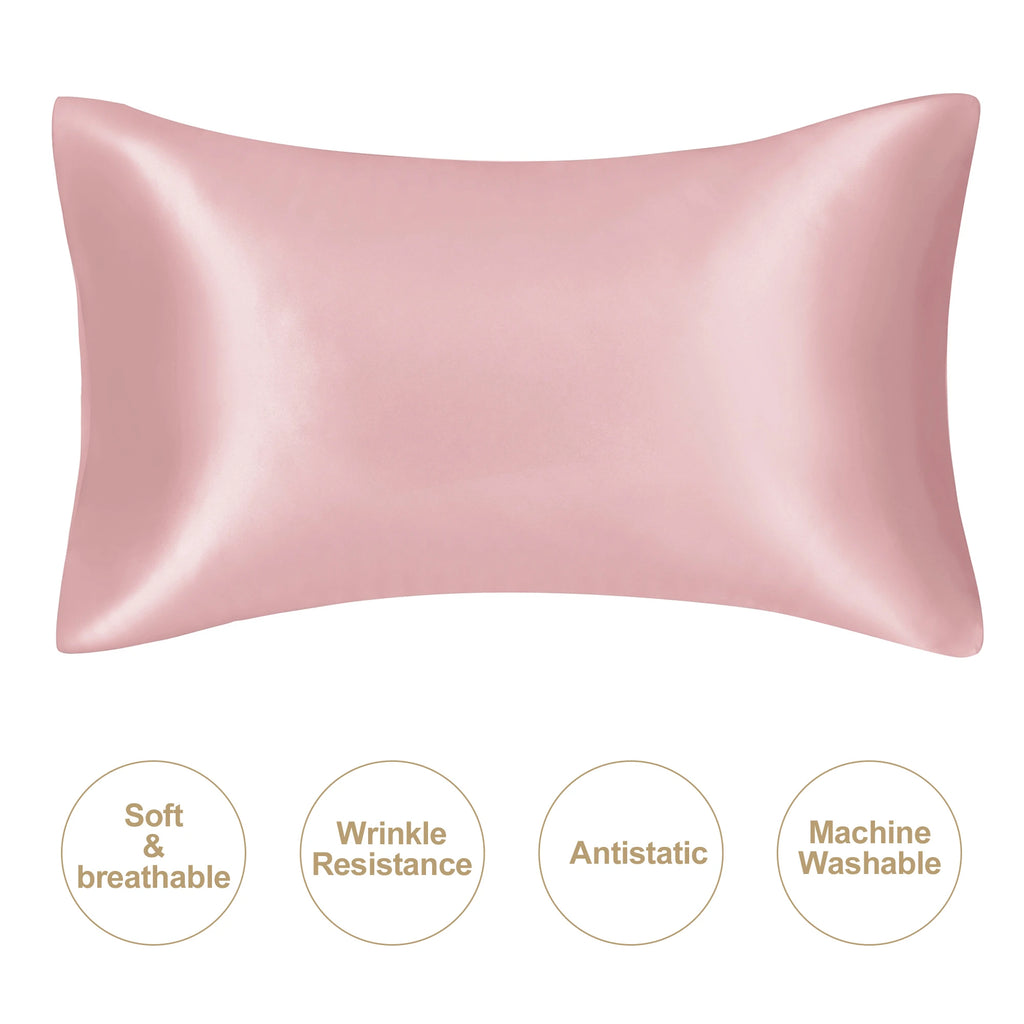 Pink mulberry silk pillowcase, soft and breathable for better sleep