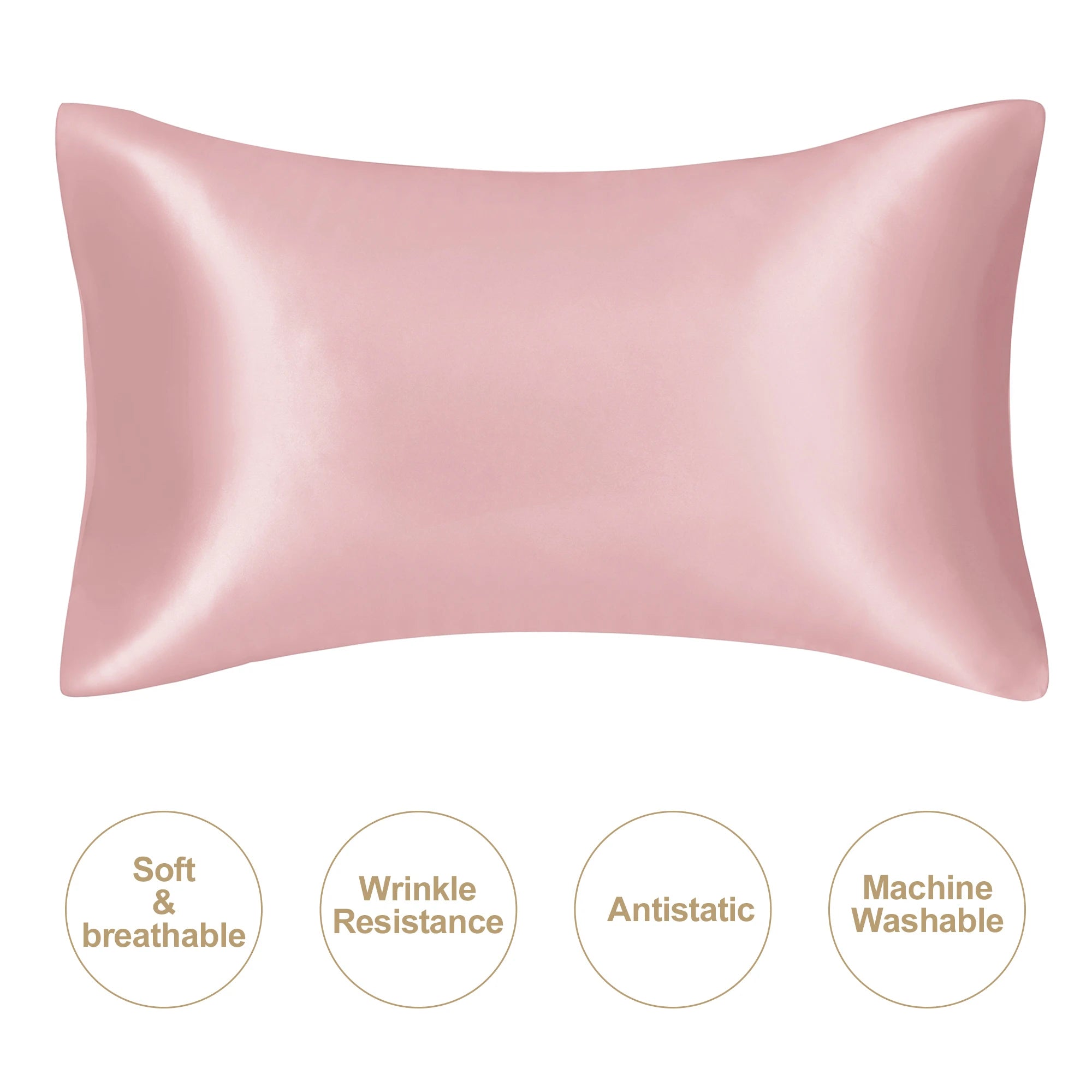 Pink mulberry silk pillowcase, soft and breathable for better sleep
