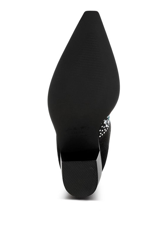 Rag Company multi color embellished boots with a stylish pointed toe and textured sole