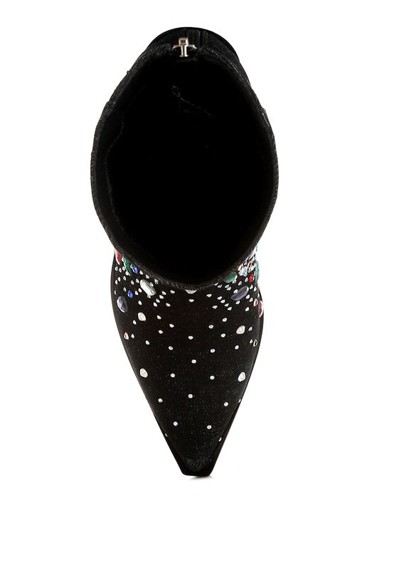Rag Company multi color embellished boots featuring a stylish pointed toe design