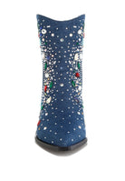 Rag Company multi color embellished boots with sparkling gems on a stylish ankle boot design