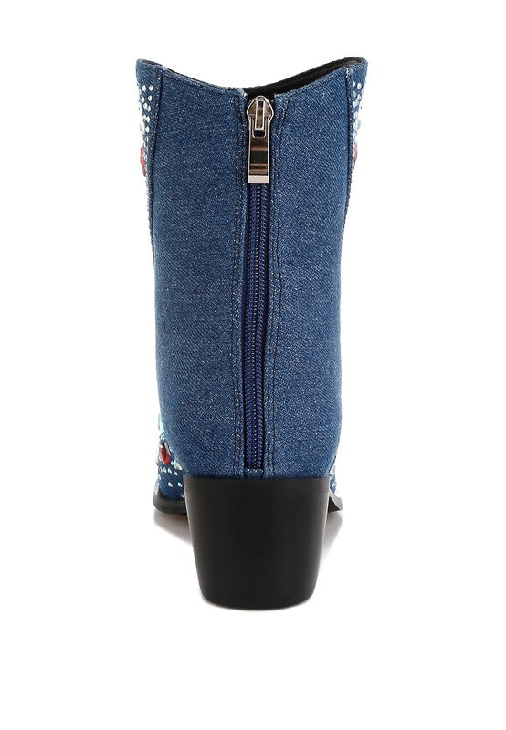 Rag Company women's multi color embellished boots with a stylish zip closure and elegant design
