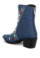 Rag Company multi color embellished boots with decorative gems and a stylish zip closure