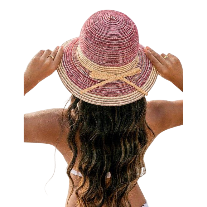 Multi-Stripe Bow Accent Bucket Sunhat