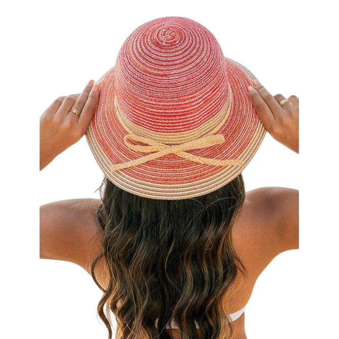 Multi-Stripe Bow Accent Bucket Sunhat