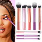 8-piece multi-color makeup brush set with powder and blush brushes (photo 1 of 7)