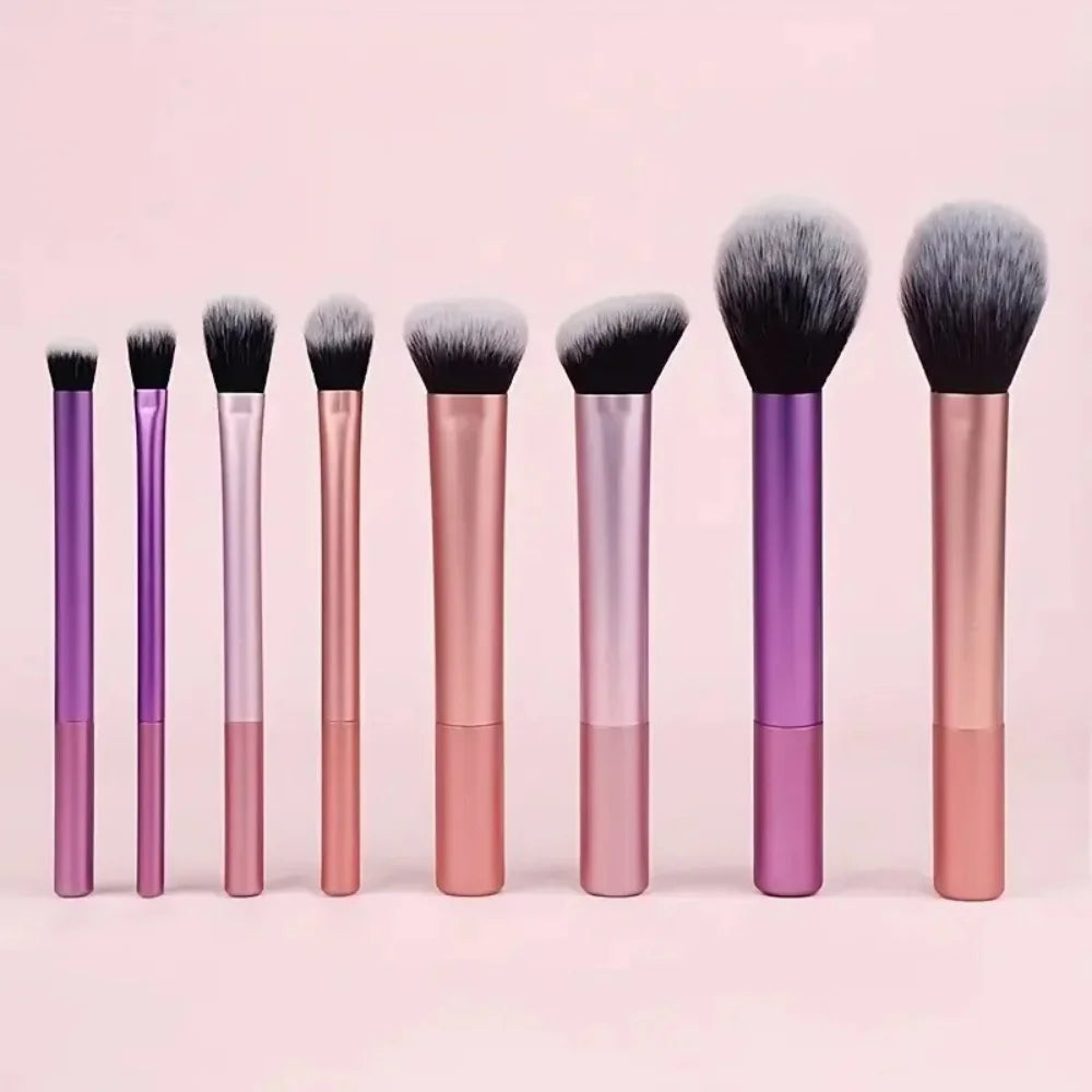 8-piece multi-color makeup brush set with powder and blush brushes (photo 2 of 7)