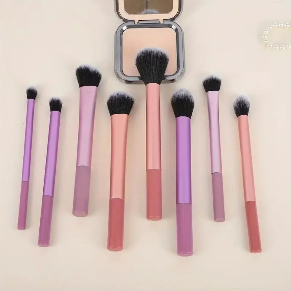 8-piece multi-color makeup brush set with powder and blush brushes (photo 4 of 7)
