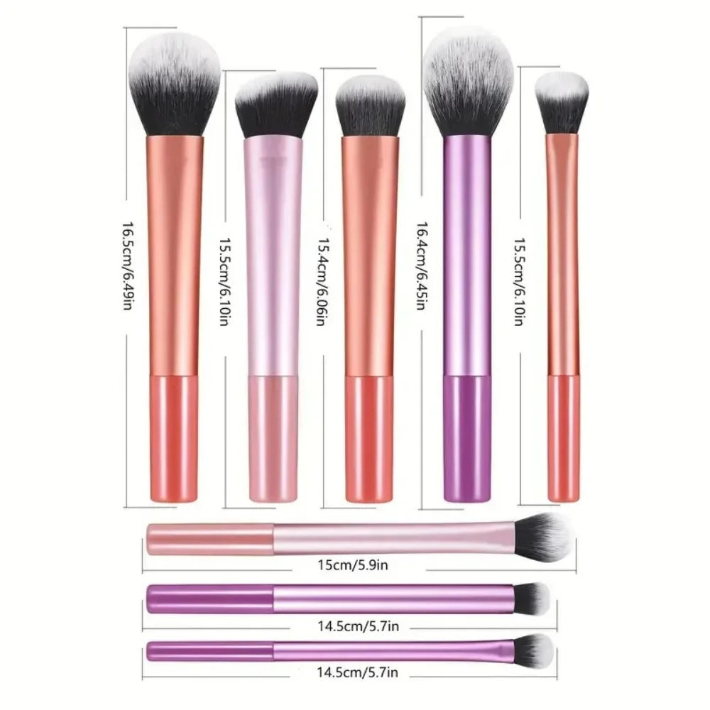 8-piece multi-color makeup brush set with powder and blush brushes (photo 5 of 7)