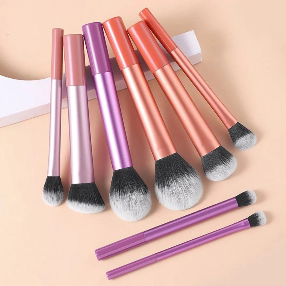 8-piece multi-color makeup brush set with powder and blush brushes (photo 7 of 7)