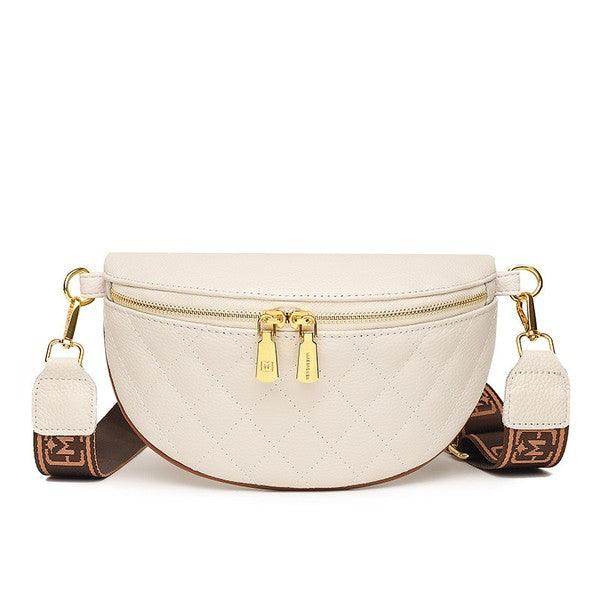 Myra Quilted Genuine Leather Crescent Sling Bag - VacationGrabs
