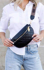 Myra Quilted Genuine Leather Crescent Sling Bag - VacationGrabs