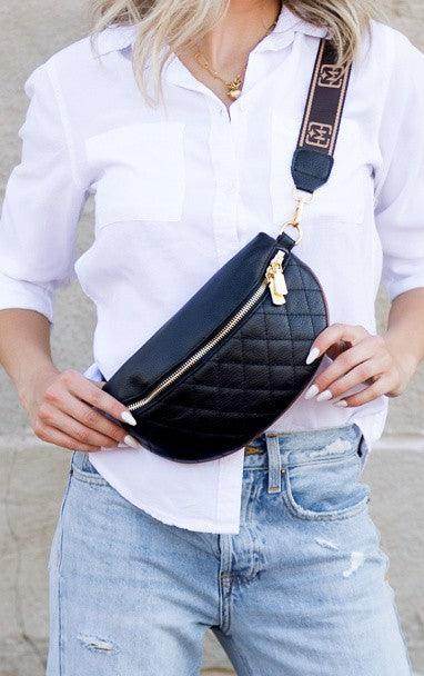 Myra Quilted Genuine Leather Crescent Sling Bag - VacationGrabs