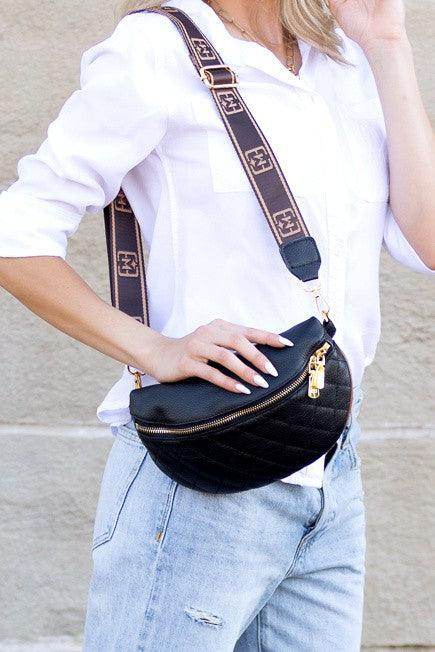 Myra Quilted Genuine Leather Crescent Sling Bag - VacationGrabs