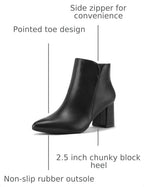 mysoft Women's Ankle Boots Chunky Block Heel Pointed Toe Dressy Booties – side profile