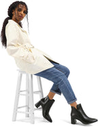 mysoft Women's Ankle Boots Chunky Block Heel Pointed Toe Dressy Booties – back view