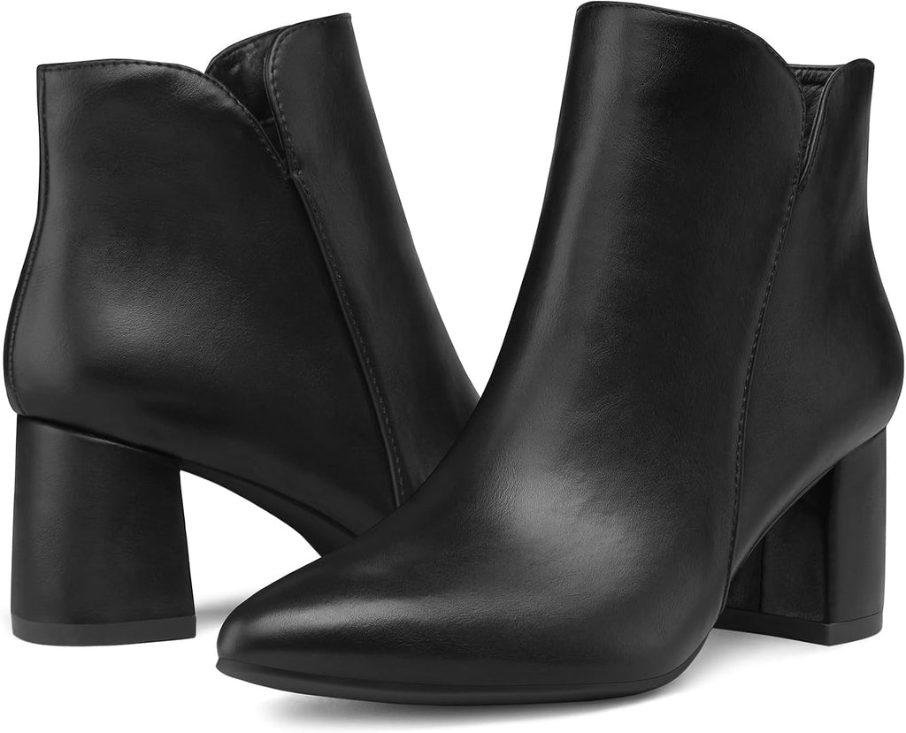 mysoft Women's Ankle Boots Chunky Block Heel Pointed Toe Dressy Booties – opposite side view