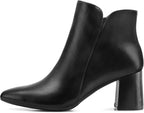 mysoft Women's Ankle Boots Chunky Block Heel Pointed Toe Dressy Booties – pair view