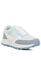 Women's Nairobi lace up sneakers in white and light blue for casual wear
