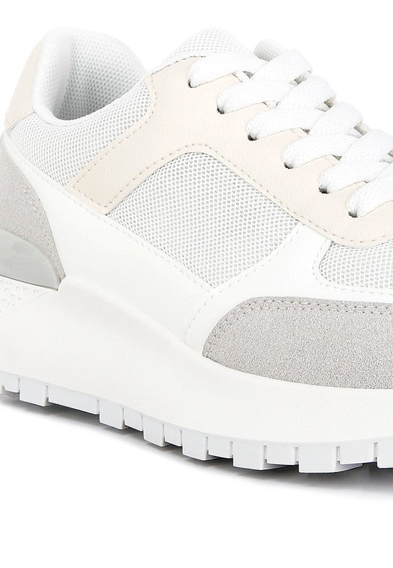 Women's Nairobi lace up sneakers in white and gray for casual wear