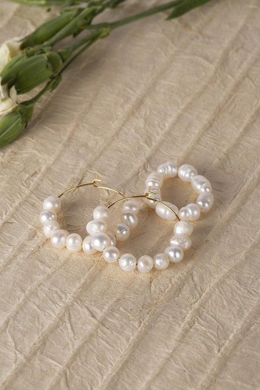 Women's Jewelry - Sets Natural pearl hoop ring and earring set