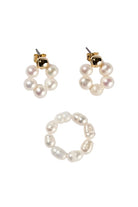 Women's Jewelry - Sets Natural pearl ring and floral pearl earring set