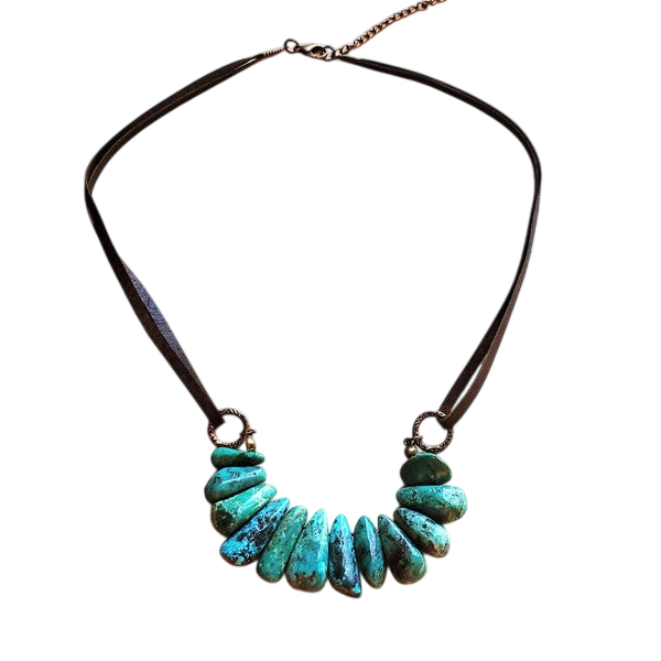 Natural Turquoise leather cord necklace