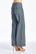 Women's Pants Navy Blue Larry Levine Pinstripe Pants