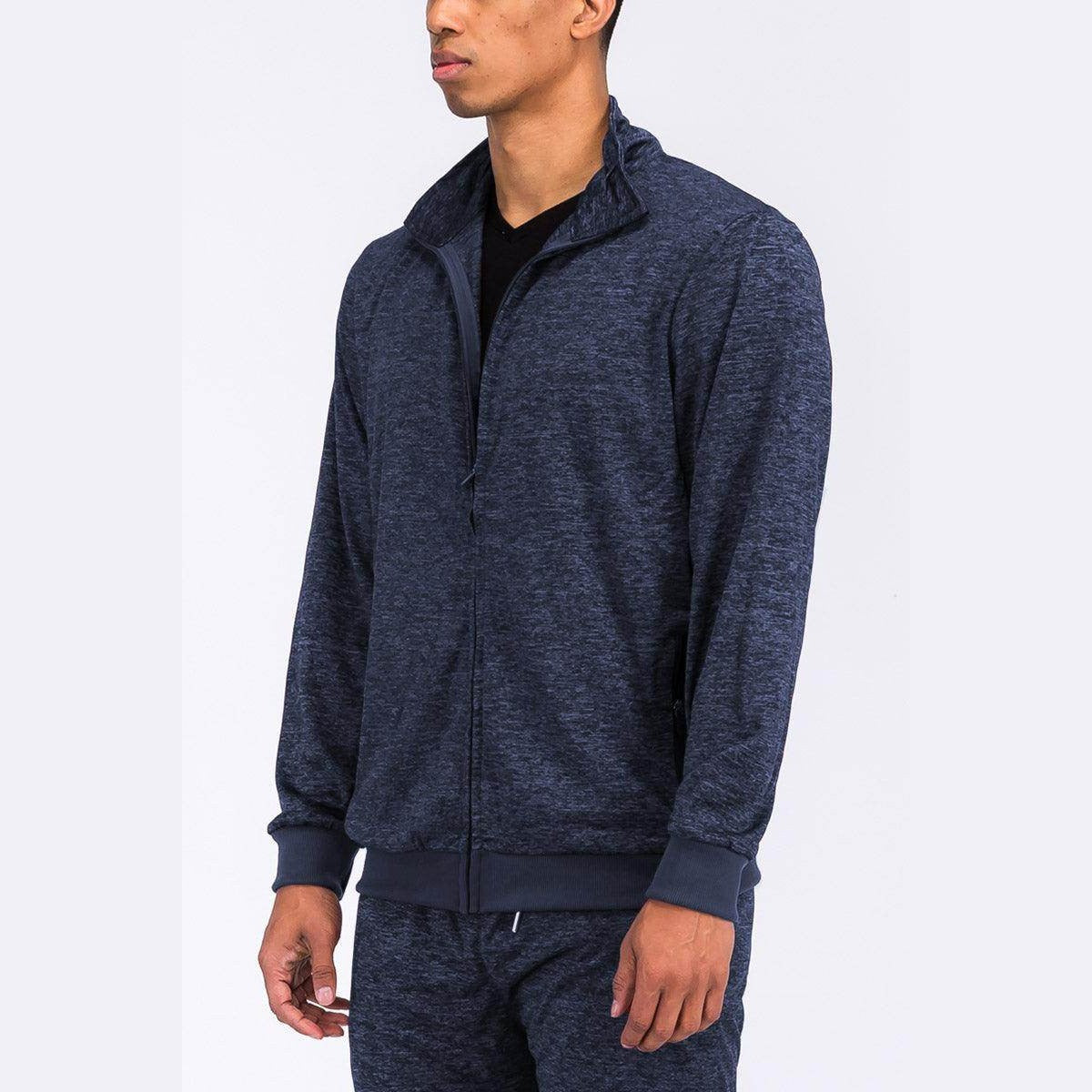 Navy Blue Marbled Light Weight Active Track Jacket - VacationGrabs