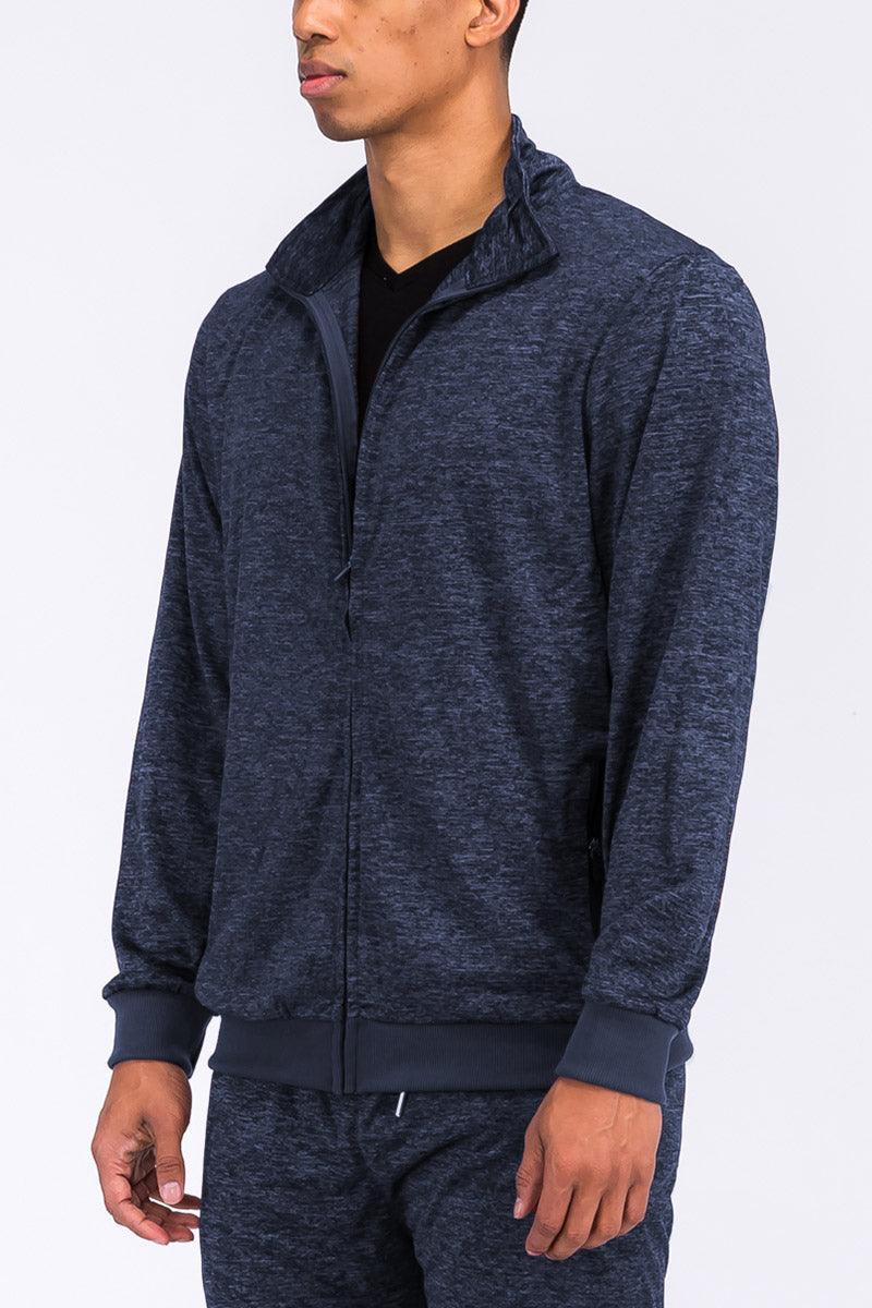 Men's Activewear Navy Blue Marbled Light Weight Active Track Jacket