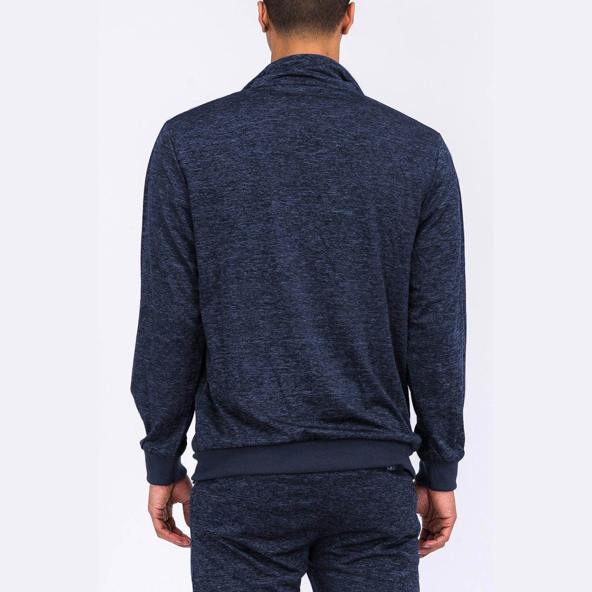 Navy Blue Marbled Light Weight Active Track Jacket - VacationGrabs