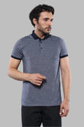 Navy Blue Polo Printed Men T-Shirt – front view