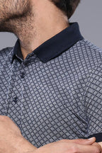 Navy Blue Polo Printed Men T-Shirt – detail view