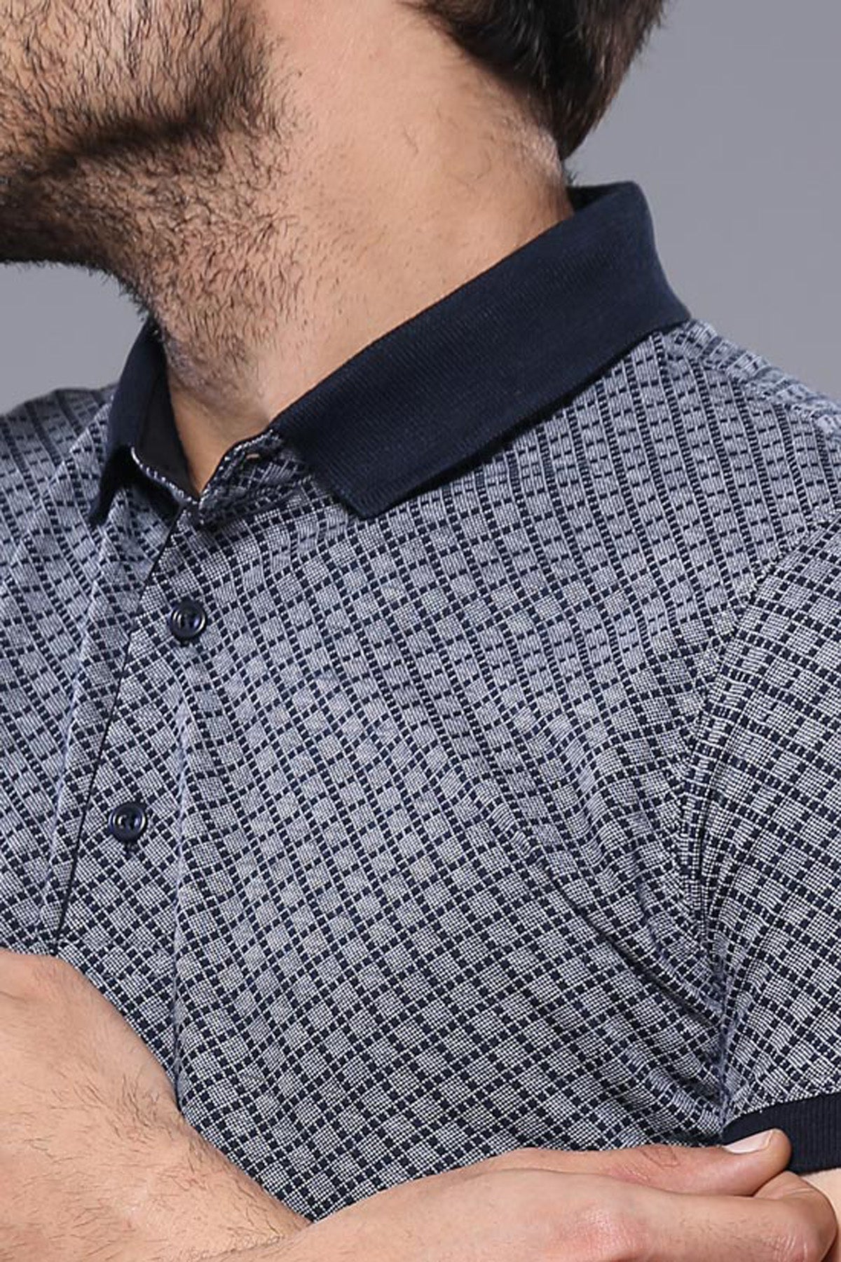 Navy Blue Polo Printed Men T-Shirt – detail view