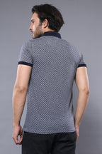 Navy Blue Polo Printed Men T-Shirt – side view