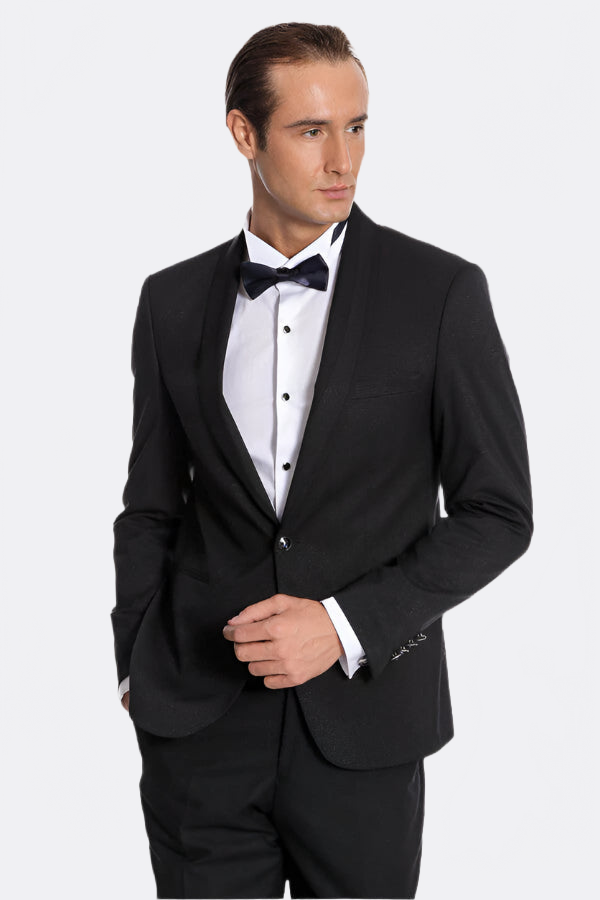 Navy Blue Shawl Lapel Tuxedo by Wessi – front view