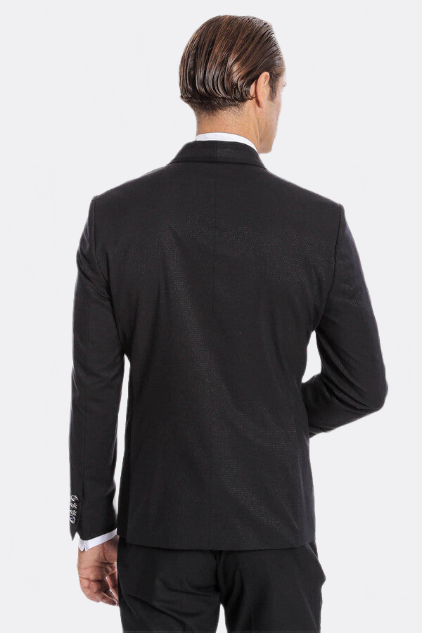 Navy Blue Shawl Lapel Tuxedo by Wessi – cuff detail view