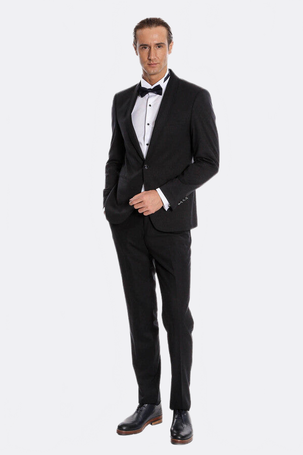 Navy Blue Shawl Lapel Tuxedo by Wessi – full look view